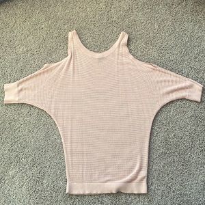 Cold shoulder sheer knit sweater